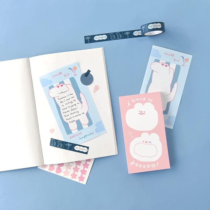 Monolike Memopad Storytown Afternoon B SET - 4 Packs, 4 Different Designs, 80 Sheets Per Pad, Total 320 Sheets, Note pads, Writing pads, 80x148mm