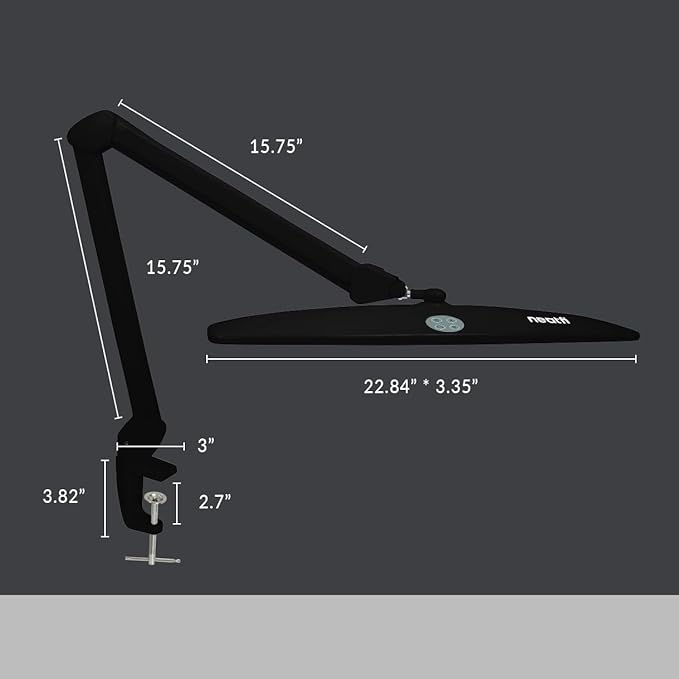 Neatfi Elite HD XL Task Lamp, 3 Adjustable Light Modes, 22 Inches Wide, 2260 Lumens, 84PCS SMD LED, Super Bright Desk Light, Non-Polar Dimming (CCT with Clamp, Black)