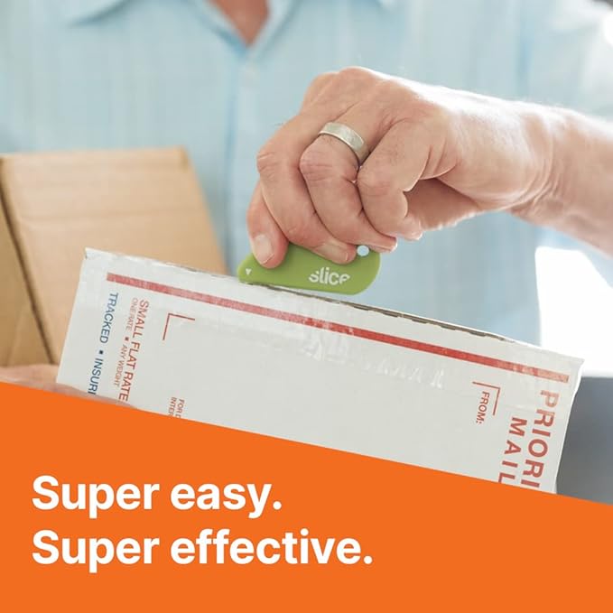 Slice 00100 Ceramic Blade Safety Cutter, Opens Clamshell Packaging, Coupon Cutter, Trim Photos, Scrapbooking, Fits Keychain, Green