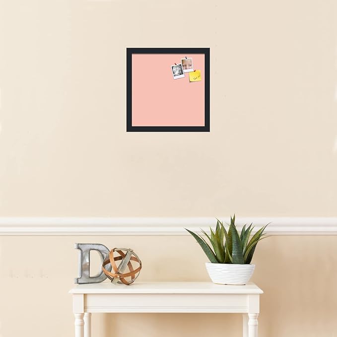 PinPix 13x13 Inch Cork Bulletin Board. This Decorative Framed Pin Board Comes with Pink Pastel Design and a Satin Black Frame. Ideal for Home Office Decor or Message Board (PinPix-1813)