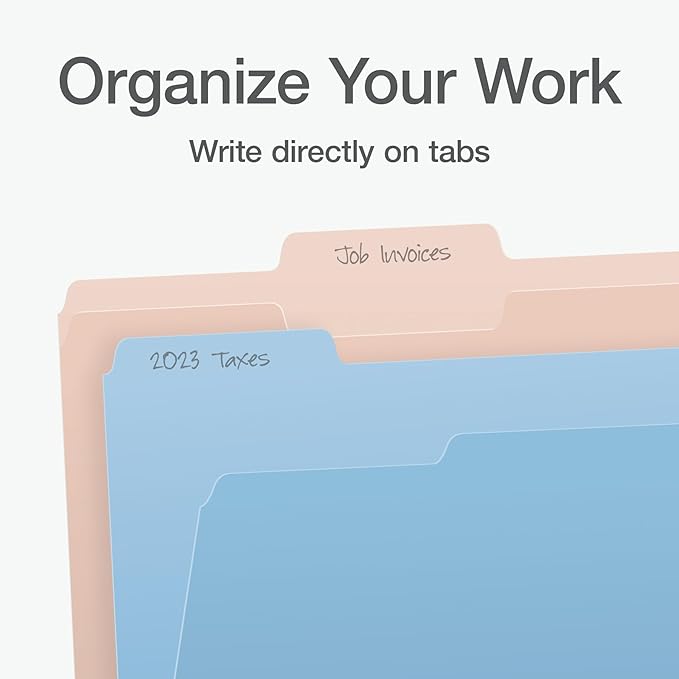 Pendaflex File Folders, Letter Size, Assorted Colors for Home, Office Filing Cabinet, 1/3-Cut Tabs, 36 Per Pack (82088)