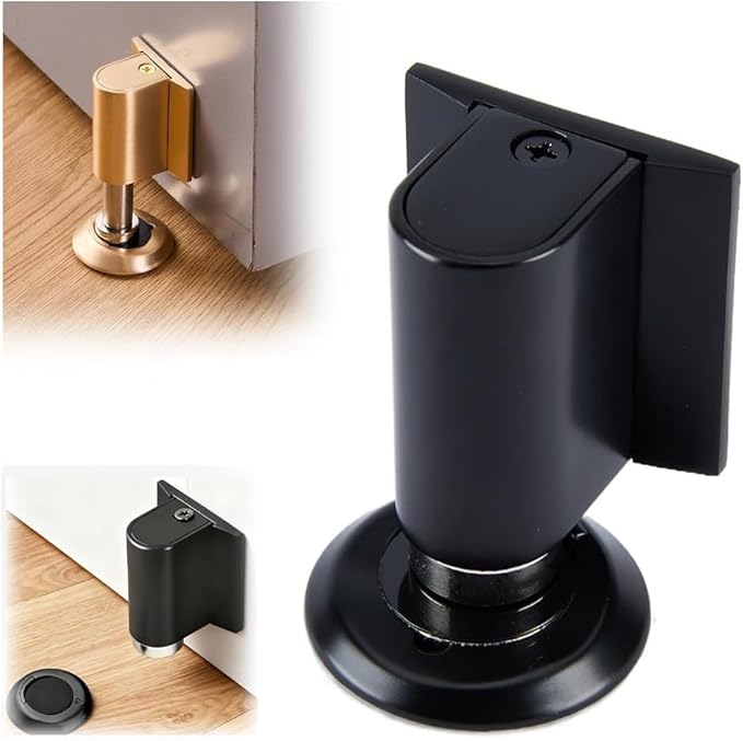 2026 New Door Wedge Stopper, Magnetic Doors Stoppers for Bottom of Door, No Drill Invisible Doorstops for Inside Door, Heavy Duty Magnetic Doors Catch Holder to Keep Doors Open (Black)