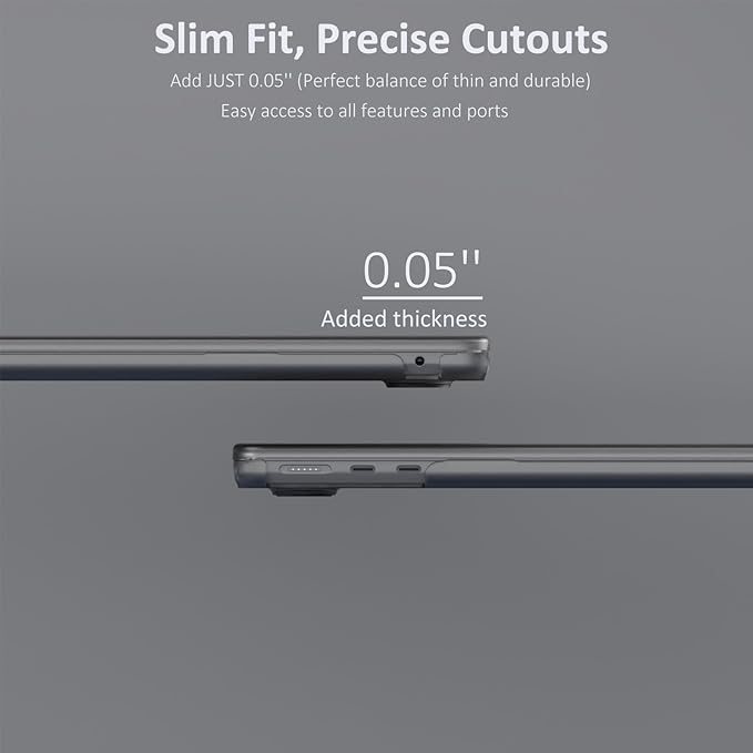 KEROM Space Grey Case for MacBook Air 13 inch 2025-2022 M4 M3 M2 A3240 A3113 A2681, MacBook Air M3 13 inch Case, Frosted Matte Plastic Hard Shell & Keyboard Cover for Mac Air 13.6'', Space Gray Clear