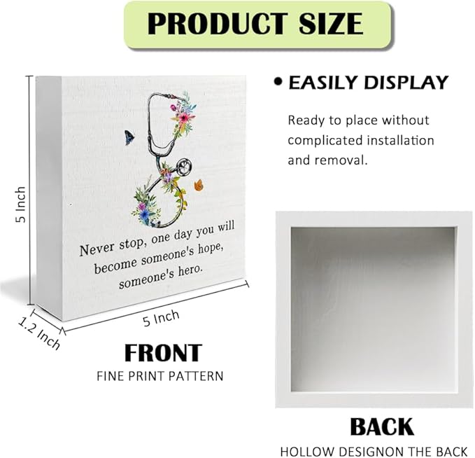 Doctor Nurse Office Decor - Doctor Nurse Graduation Decorations, Nurses Week Decorations, Nurse Doctor Gifts, Medical Nursing Student Gifts, Floral Stethoscope Wooden Signs Desk Decor 5x5