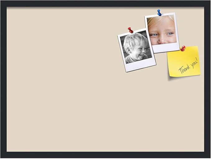 PinPix 30x22 Inch Cork Bulletin Board. This Decorative Framed Pin Board Comes with Desert Pastel Design and a Satin Black Frame. Ideal for Home Office Decor or Message Board (PinPix-1815)