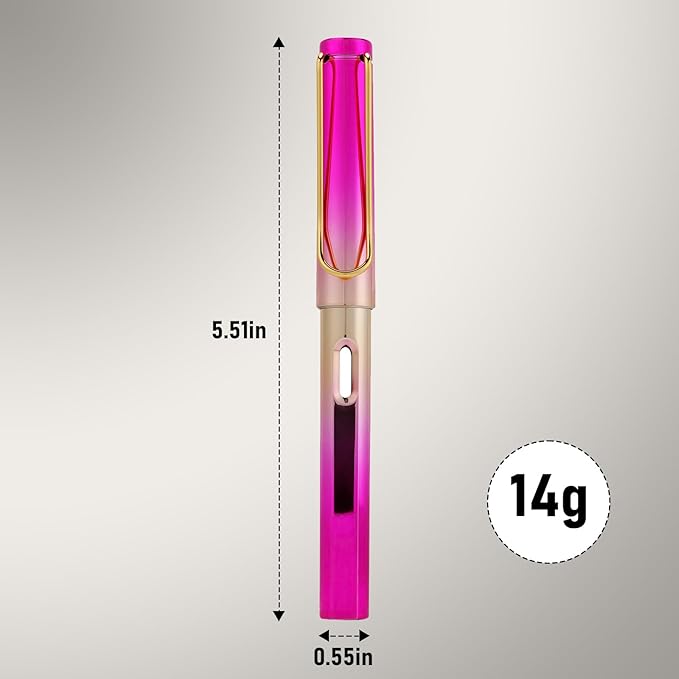 Ludato Disposable Color Fountain Pens for Writing-Pack of 4 - Blue,Green,Orange,Rose Pink