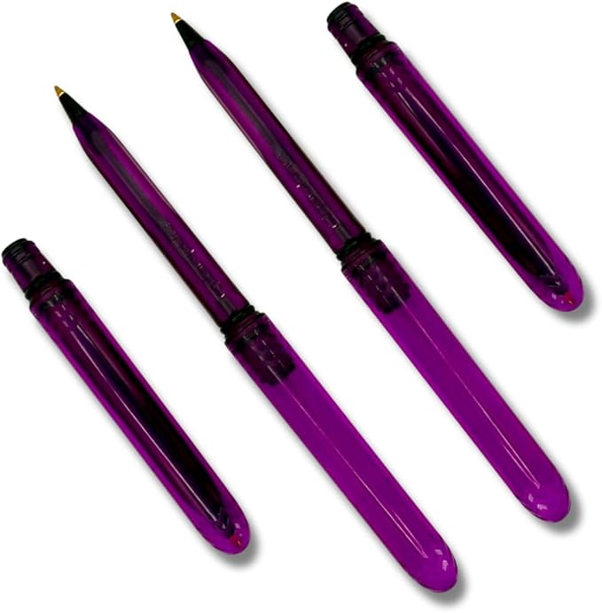 The USA Made Compact Pen – 4 Pack of Translucent Jewel Toned Aesthetic Ballpoint Pens – Chic, Compact & Colorful – for Stationery, School, Work or Journals (Amethyst)