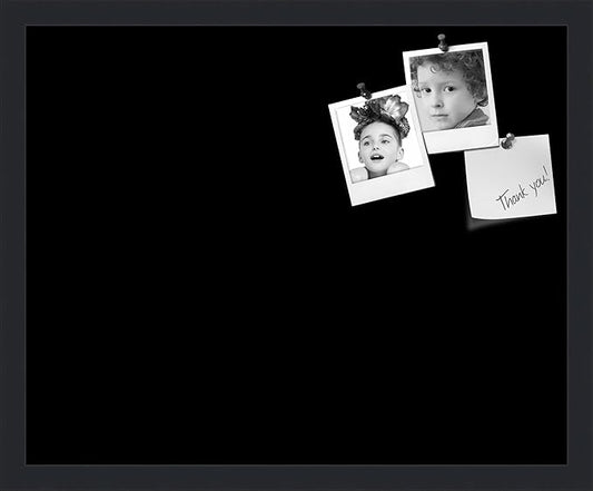 PinPix 21x17 Inch Cork Bulletin Board. This Decorative Framed Pin Board Comes with Solid Black Design and a Satin Black Frame. Ideal for Home Office Decor or Message Board (PinPix-622)