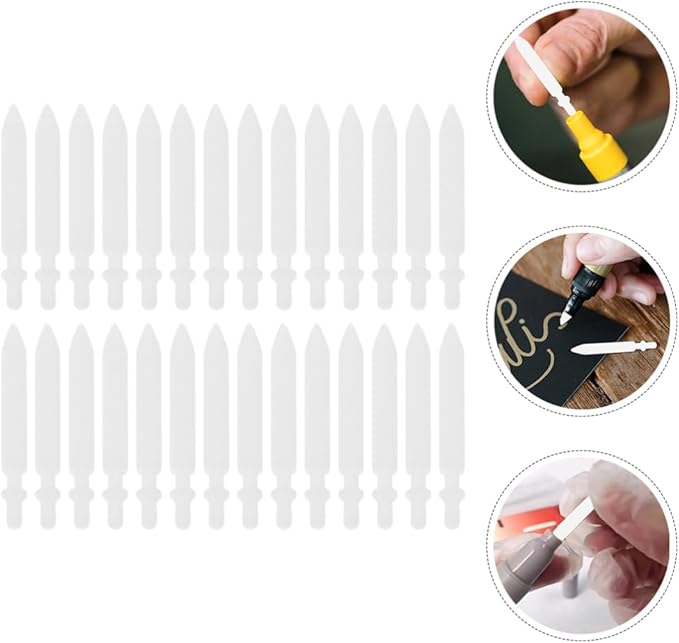 DOITOOL Paint Pen Nibs 50PCS Paint Marker Replacement Nibs Acrylic Paint Marker Nibs 0.7mm Marker Pen Tips Replacement White Marker Pen Fine Tip Refills Nibs Easy to Change Nibs