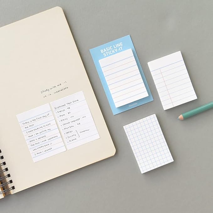 Monolike Basic Line Blue Sticky-it - 6p Set Self-Adhesive Memo Pad 50 Sheets