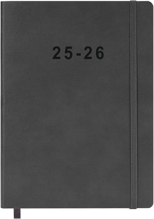 2025-2026 Planner - Weekly and Monthly Planner, Oct 2025 - Dec 2026, Vegan Leather Cover, Elastic Closure, 7”x9.25”, Grey
