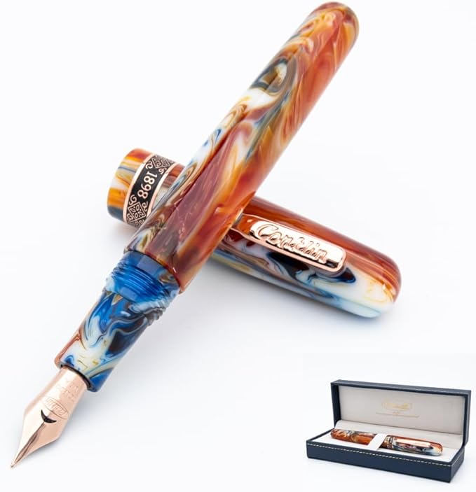 Conklin 1898 Fountain Pen, Misto Orange - Stub Nib | Unique Resin Pen with Luxury Design | JoWo Stainless Steel Nib Made in Germany | Ideal for Calligraphy Enthusiasts