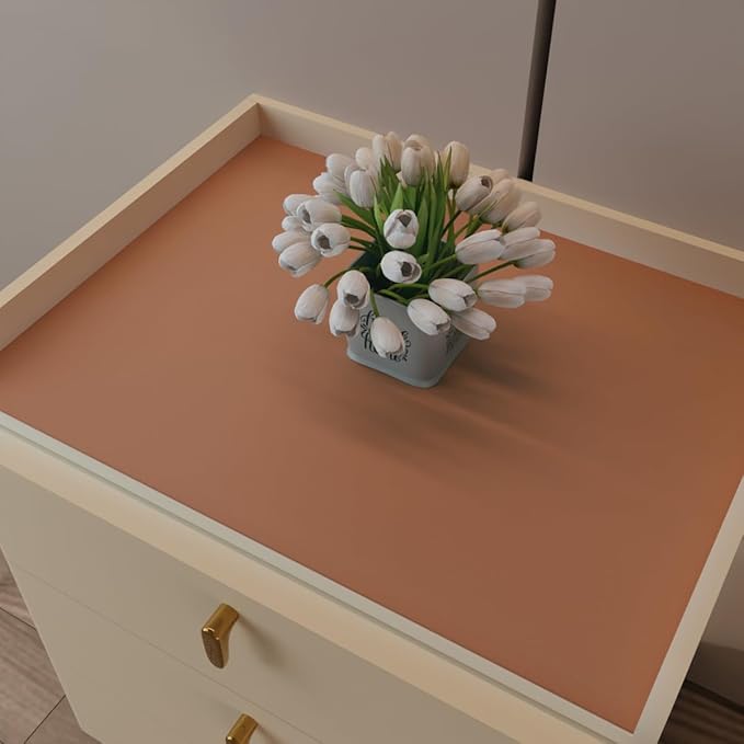 Leather Nightstand Cover,1.8mm Thick,15.75x23.6 Inch end Table Cover,Side Table Cover,Bedside Table Cover,Bedside Tablecloth.(Brown+Gray,15.75x23.6)