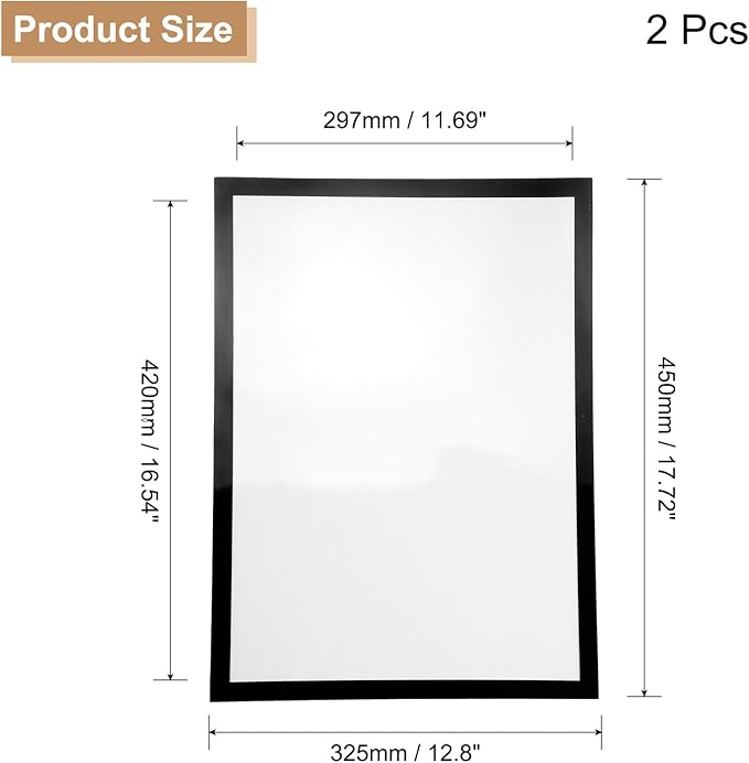 uxcell 2 Pcs Magnetic Sign Holder, 11.7" x 16.5" Self-Adhesive Magnetic Wall Signs Holder Magnetic Picture Frame Document Holder for Home Office Wall Window Displays, Black