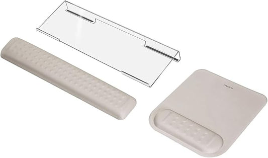 MOSISO Computer Keyboard Stand&Wrist Rest Support for Keyboard &Mouse Pad Set, Ergonomic Massage Wrist Rest Set, Easy Typing Working Acrylic Clear Stand for Office Home, Taupe Brown