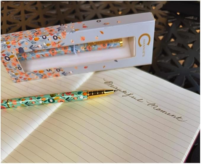 Channie's Beautiful Floral Rollerball Pen - Smooth Writing & Perfect for Home Office, Pen for Handwriting, Great Gift Idea for Teachers, Graduation Coworkers - Teal