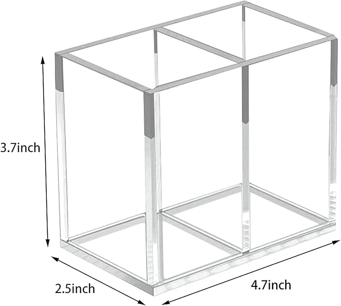 2pcs Makeup Brush Holder, Acrylic Clear Organizer For Cosmetics, Pen Pencil Cup Holder For Desk