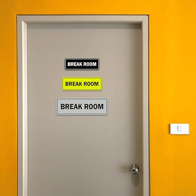 Standard Break Room Door or Wall Sign - Black/Gold - Medium 2 Pack