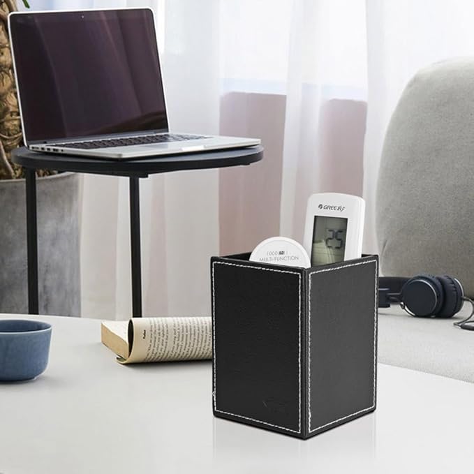 Pen Pencil Holder Cup Container PU Leather Desk Organizer Stand Decor Brush Scissor Holder Decoration Office Desk Home School