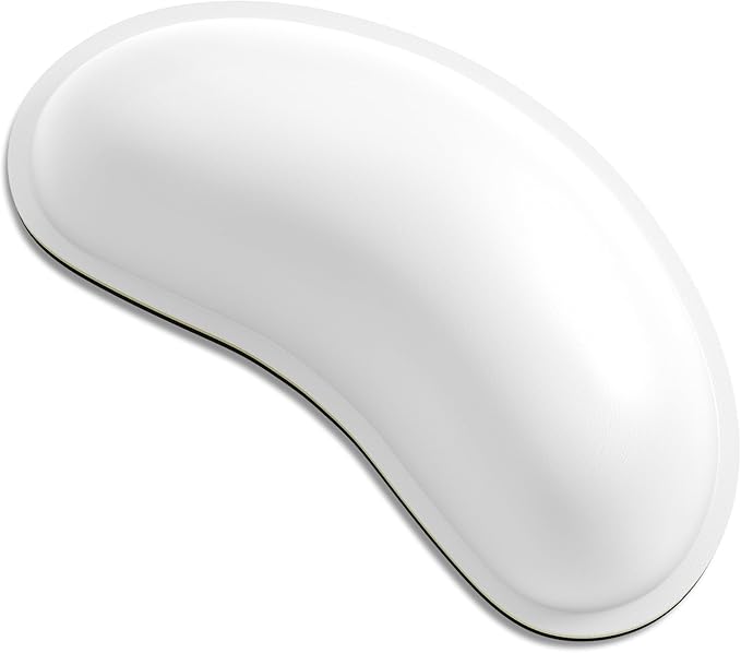 Dapesuom Mouse Wrist Rest, Ergonomic Memory Foam Mouse Wrist Support, Leather Hand Rest Pad Cushion for Gaming, Office, Laptop, Wireless Mouse, Men, Women, Pain Relief & Easy Typing, Ivory White