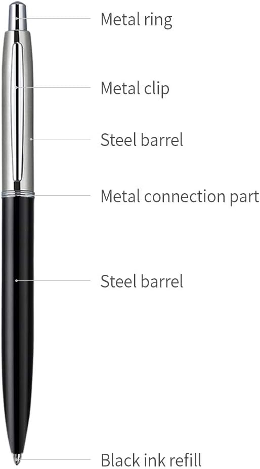 ChaoQ Ballpoint Pen, 3 Pcs Retractable Metal Ballpoint Pens, for Gift, Business, Office, 1.0mm Medium Point Black Ink, 6 Extras Replaceable Metal Refills, (3 Pens and 6 Refills) - Black, White, Gray