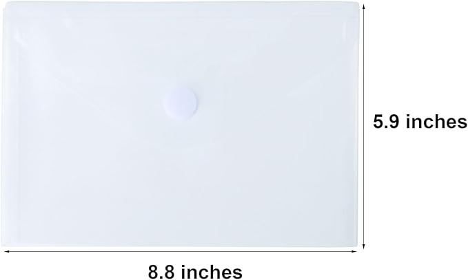 5.5’’ x 8.5’’ Clear Plastic Envelopes Cutting Dies Stencil Crafts Paper File Index Cards Holder 40 Pack Hook Loop Closure