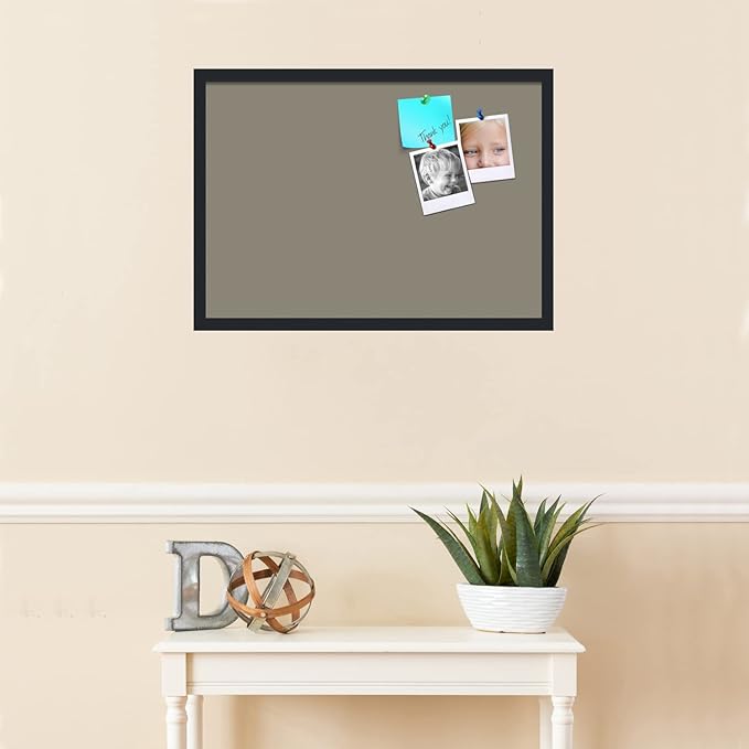 PinPix 27x19 Inch Cork Bulletin Board. This Decorative Framed Pin Board Comes with Pewter Design and a Satin Black Frame. Ideal for Home Office Decor or Message Board (PinPix-1812)