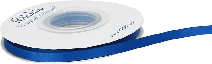 Ribbli Royal Blue Double Faced Satin Ribbon,1/4” x Continuous 25 Yards,Use for Bows Bouquet,Gift Wrapping,Baby Shower,Floral Arrangement