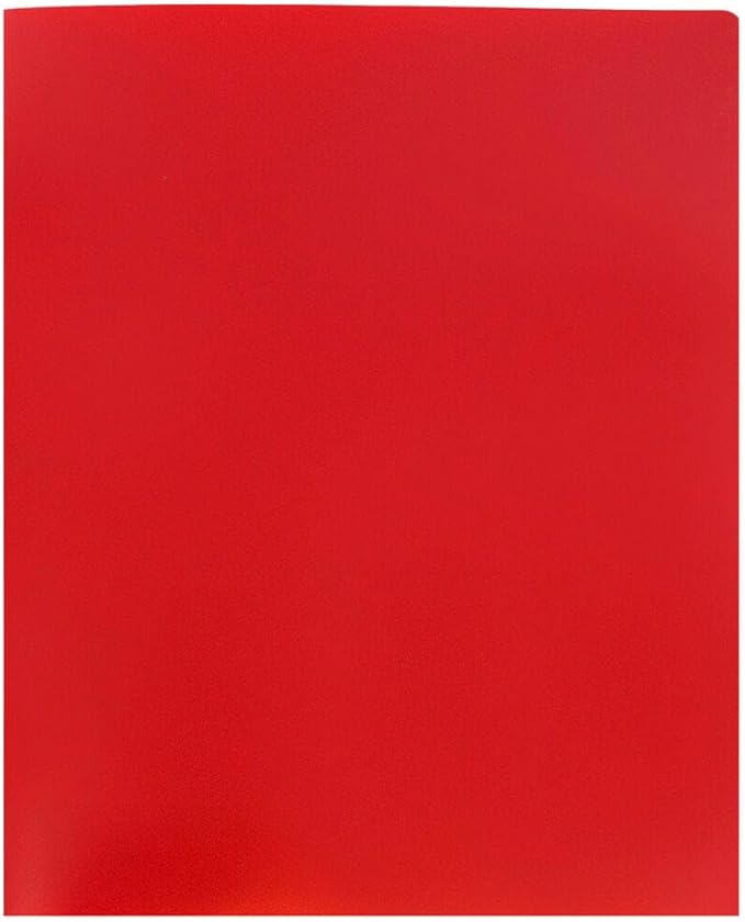 JAM PAPER Heavy Duty Plastic 2 Pocket Extra Tough School Folders - Red - Bulk 48/Pack