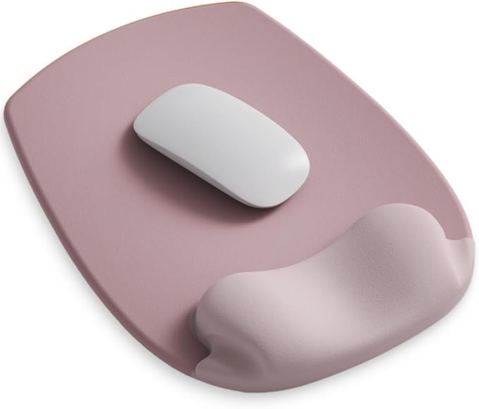 ErgoFlow Gel Wrist Rest Mouse Pad-Ergonomic Cushion for Desk, Cute Aesthetic Computer Decor for Women; Small Mousepad Mat&Laptop Pads-Office, Home Wireless Support&Ergo Accessories Supplies (01Pink)