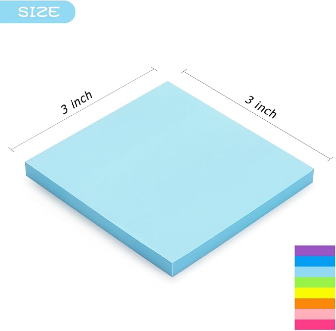 Early Buy 24 Pads Sticky Notes 8 Bright Color Self-Stick Notes 3 in x 3 in, 60 Sheets/Pad