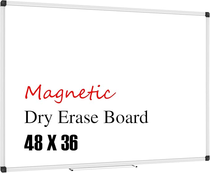 XBoard Magnetic Whiteboard 48 x 36, White Board 4 x 3, Dry Erase Board with Detachable Marker Tray