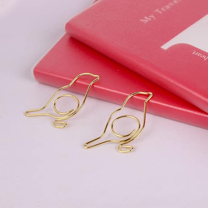OWLFAVO 30pcs Bird Shape Paper Clips with Clear Box, Rose Gold and Yellow Gold, Funny Cute Paperclips Bookmarks Planner Clips for Fun Office Supplies School Gifts Wedding Decoration …