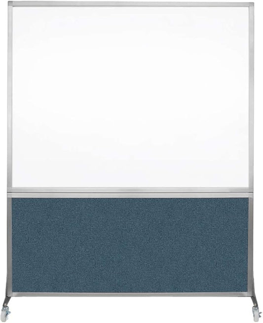 DivideWrite Mobile Whiteboard | Double Sided Dry Erase Board | Portable Office Cubicle Partition | Display for Classrooms, Conference Rooms, Meeting Areas and More | Caribbean Fabric 5' Wide x 6' Tall