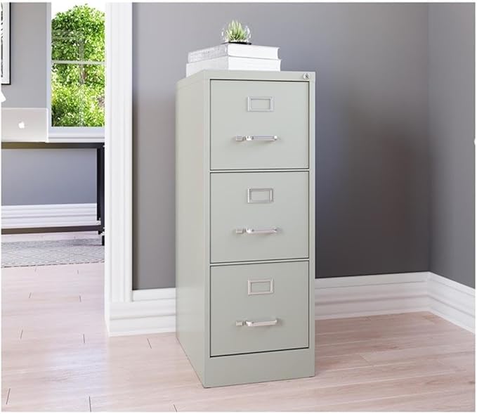 UrbanPro 3 Drawers 40.19" Vertical Light Gray Metal Filing Cabinet Lockable Pre-Assembled Stationary Letter Size for Home, Office