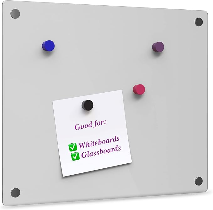 Strong Magnets for Whiteboard, Glassboard and Fridge (White, 8 Pack, Small). N54 Neodymium Rare Earth Heavy Duty Magnets for Home and Office Supplies.