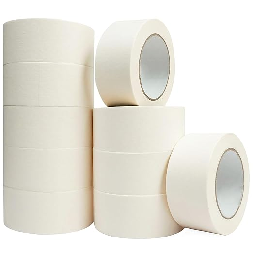 Masking Tape 2 Inch, 10 Pack White Masking Tape Bulk for General Purpose Use, 2 Inches X 55 Yards X 10 Rolls (550 Total Yards)