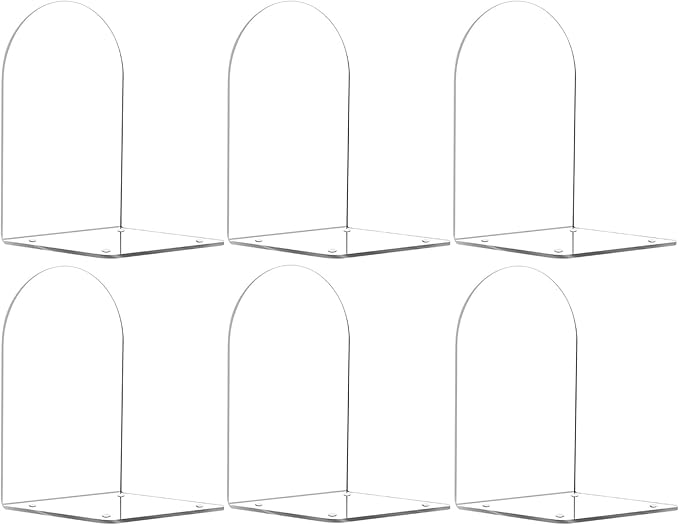 Adwikoso Book Ends for Shelves Clear Acrylic Bookends for Heavy Books Organizer Book Stopper to Hold Books for Home Office School and Desktop Decoration(Circular Arc) (6)