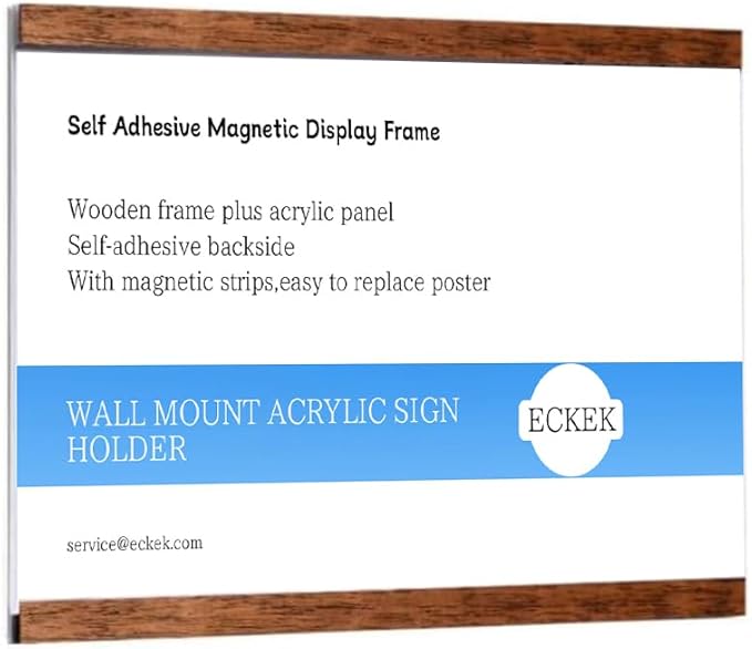 Wall Mount Acrylic Sign Holder Self Adhesive Magnetic Display Frame Clear Document Frame for Office, Store, School, Home, Wall Picture Frame (Horizontal A3 297×420mm/11.69×16.54inches)
