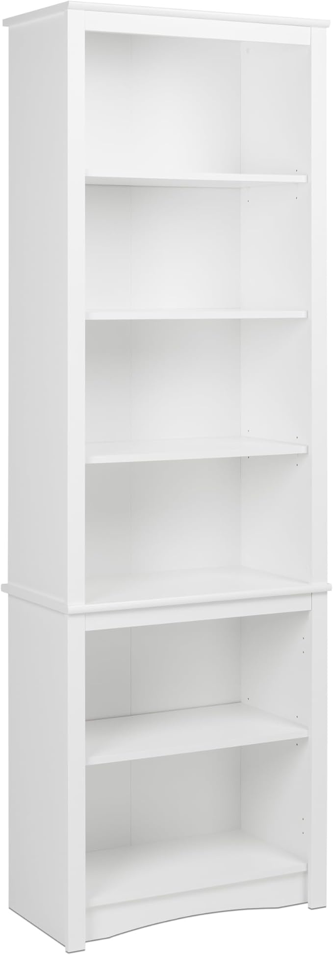 Prepac Sonoma Tall 6-Tier Bookcase 80"H with 2 Adjustable Shelves, White Storage Cabinet, Modern Display Cabinet, Bookshelf with Storage Shelves for Home Office, Living Room, Bedroom Organizer