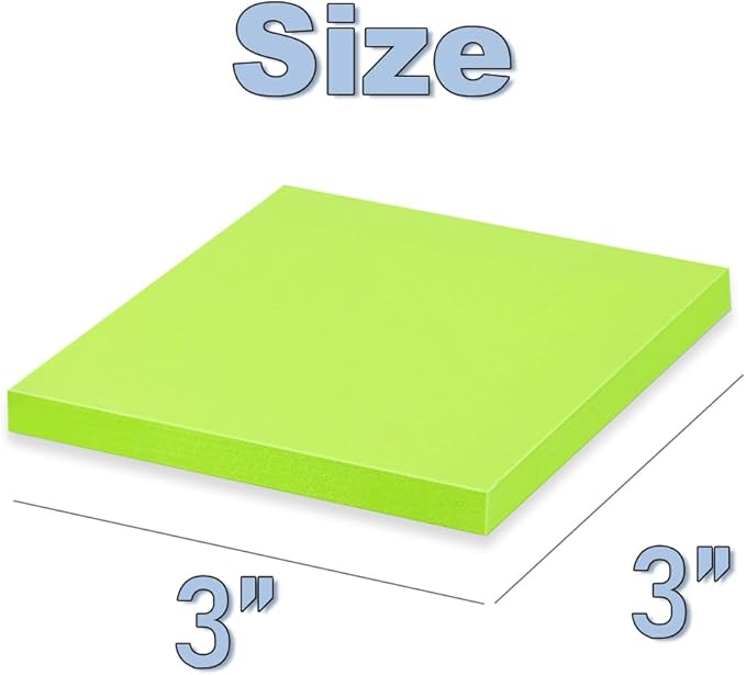 (20 Pads) Sticky Notes 3x3 in Post Bright Stickies Colorful Super Sticking Power Memo Pads, Strong Adhesive