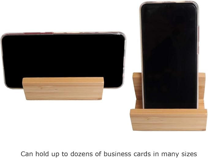 enyuwlcm 1 Pack Bamboo Wood Desktop Business Card Holder for Desk Sturdy Business Card Display Stand for Office Suitable for Men Women
