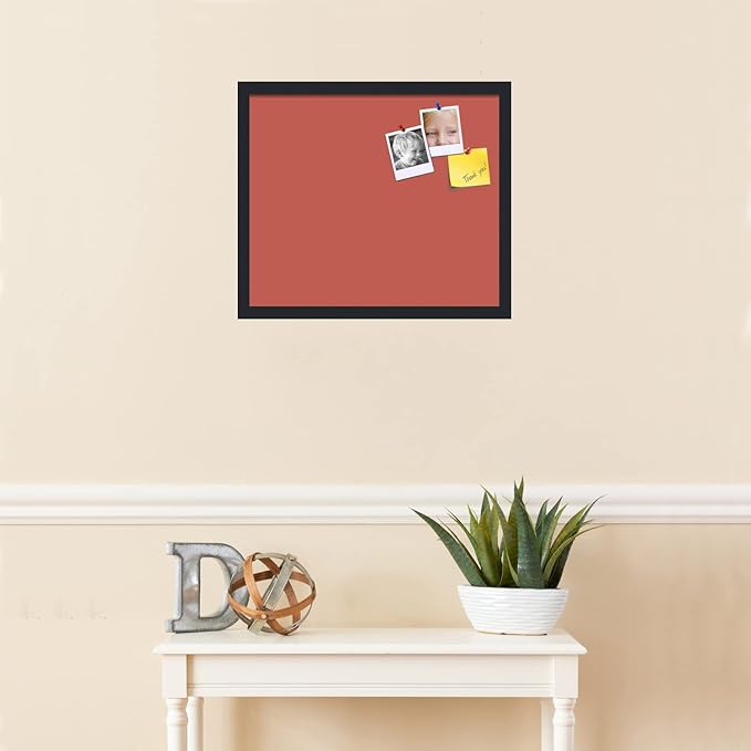 PinPix 20x17 Inch Cork Bulletin Board. This Decorative Framed Pin Board Comes with Crimson Pastel Design and a Satin Black Frame. Ideal for Home Office Decor or Message Board (PinPix-1807)