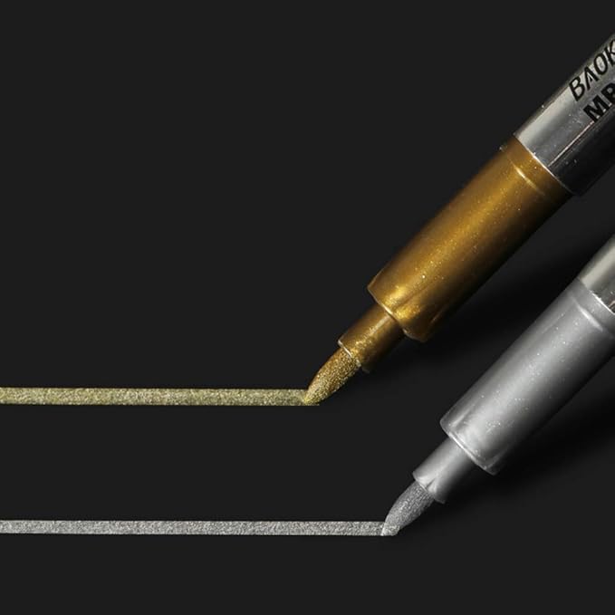 MYARTOOL Metallic Marker Pens, Gold and Silver Metallic Permanent Markers for Artist Illustration, Crafts, Gift Card Making, Scrapbooking, Fabric, DIY Photo Album, Value Set of 8