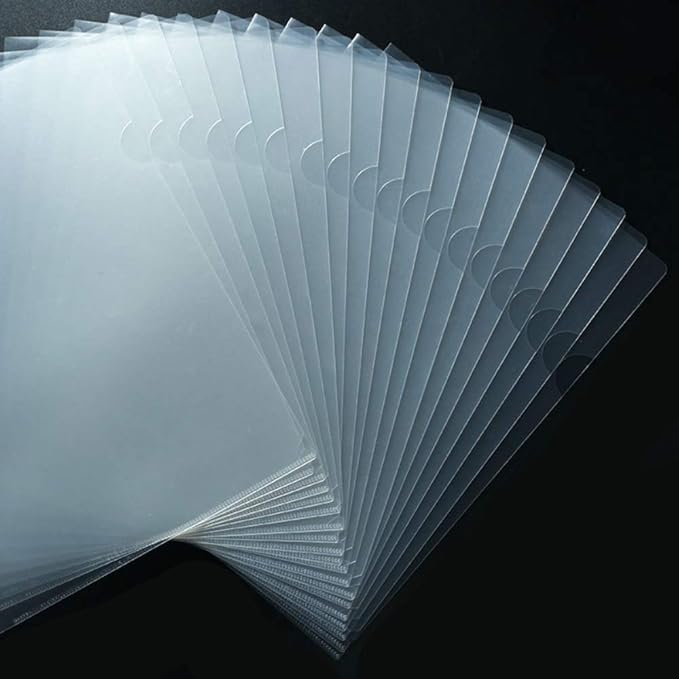 JIKIOU 30 Pack Clear Document Folder Copy Safe Project Pocket L-Type Clear Plastic Folder A4/ Letter Size in Transparent Color(Upgraded Size)