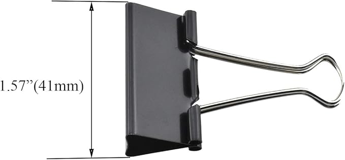 HAHIYO Binder Clips Paper Clamps Spring Steel Sturdy Medium 1.57 inches Width 0.55 Inch Capacity No Sharp Edges Heavy Duty Tight Grip Reusable Black Metal Bright Finish for Home Office School 30 Pack