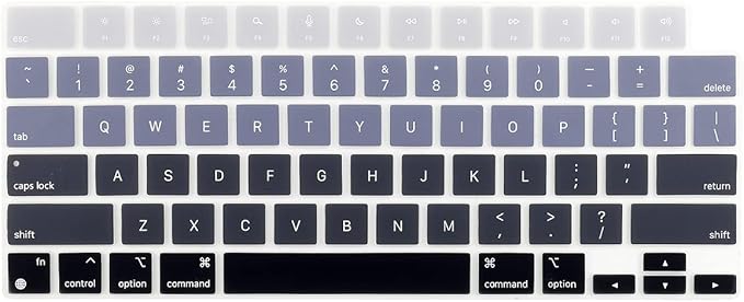 Batianda Premium Gradient Color Keyboard Cover for New MacBook Pro 14'' Pro 16'' 2024 2023 M4 M3 M2 M1 Pro/Max Chip & New MacBook Air 13 15 inch Soft-Touch Silicone Protective Skin,Gradient Grey