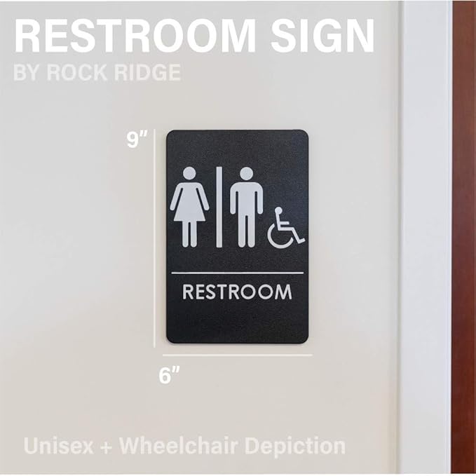 Men's/Women's Restroom Sign for Handicap Accessible Restroom ADA-Compliant Bathroom Door Sign, Made in USA, Pack of 3