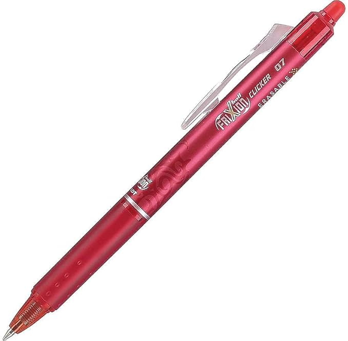 Pilot, FriXion Clicker Erasable Gel Pens, Fine Point. 0.7 mm, Pack of 12, Red