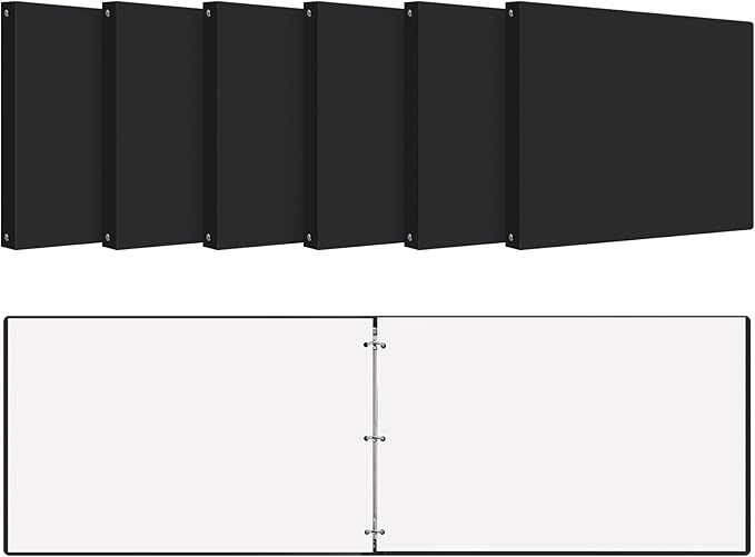 6 Pcs 11 x 17 3 Ring Binders Black 11" x 17" Round Ring Binders Large Folder for Pressboard Presentation, Reports, Proposals, Documents(0.5 Inch)